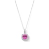 Sterling Silver Created Sapphire Halo Birthstone Pendant - 16" + 2"