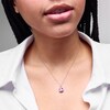 Sterling Silver Created Sapphire Halo Birthstone Pendant - 16" + 2"