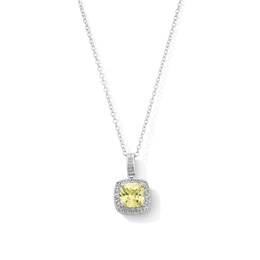 Sterling Silver Created Sapphire and CZ Halo Birthstone Pendant - 16" + 2"