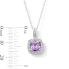 Sterling Silver Created Alexandrite and Created Sapphire Halo Birthstone Pendant - 16" + 2"