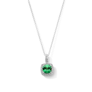 Sterling Silver CZ Halo Birthstone Pendant