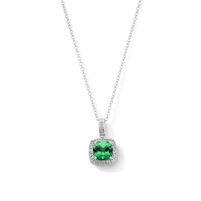Sterling Silver CZ Halo Birthstone Pendant