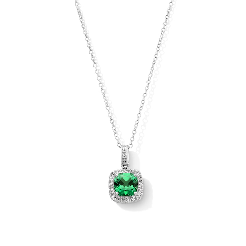 Sterling Silver CZ Halo Birthstone Pendant