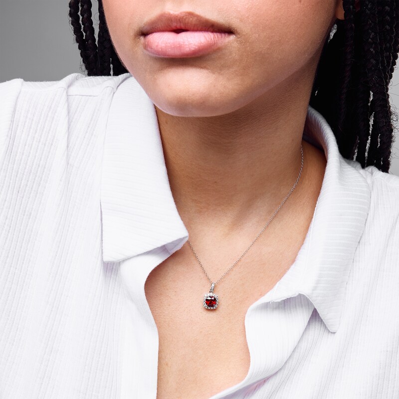 Sterling Silver CZ Halo Birthstone Pendant