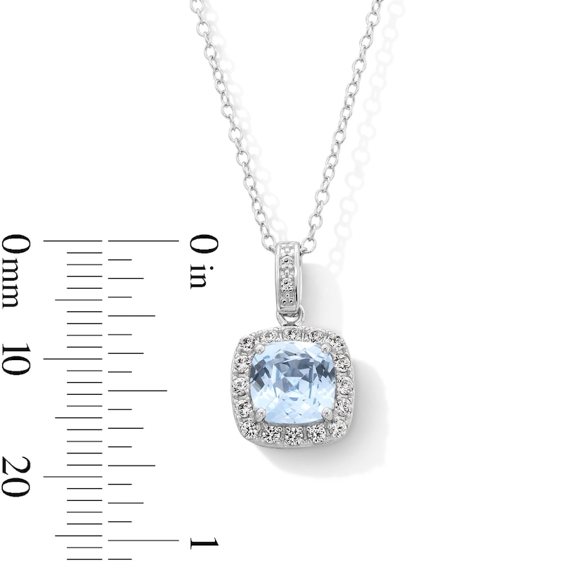 Main Image 3 of Sterling Silver CZ Halo Birthstone Pendant - 16" + 2"