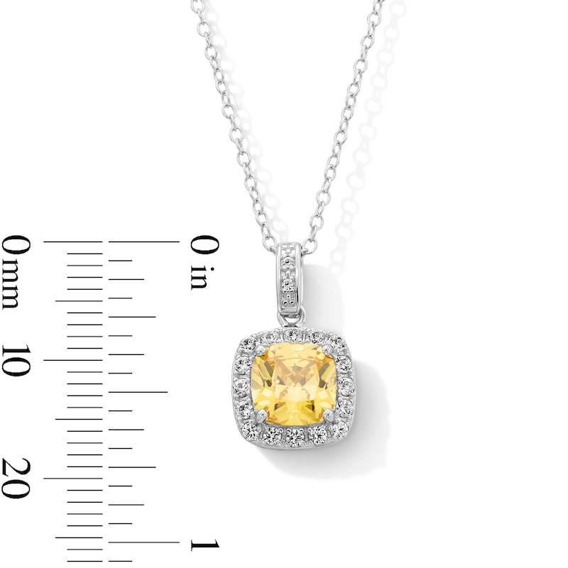 Main Image 3 of Sterling Silver CZ Halo Birthstone Pendant - 16" + 2"
