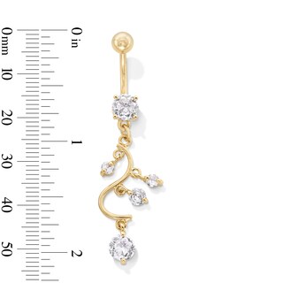Solid Yellow Ion-Plated CZ Dangling Belly Button Ring - 14G 7/16"