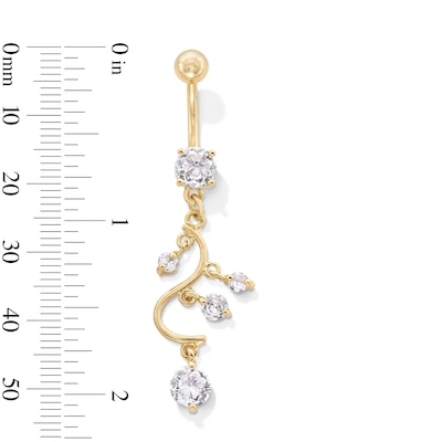 Solid Yellow Ion-Plated CZ Dangling Belly Button Ring - 14G 7/16"