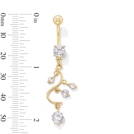 Solid Yellow Ion-Plated CZ Dangling Belly Button Ring - 14G 7/16"