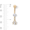 Thumbnail Image 2 of 10K Gold CZ Square and Round Rope Dangle Belly Button Ring - 14G