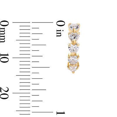 10K Gold CZ Heart Huggie Hoops