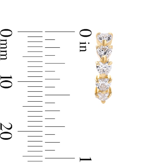 10K Gold CZ Heart Huggie Hoops