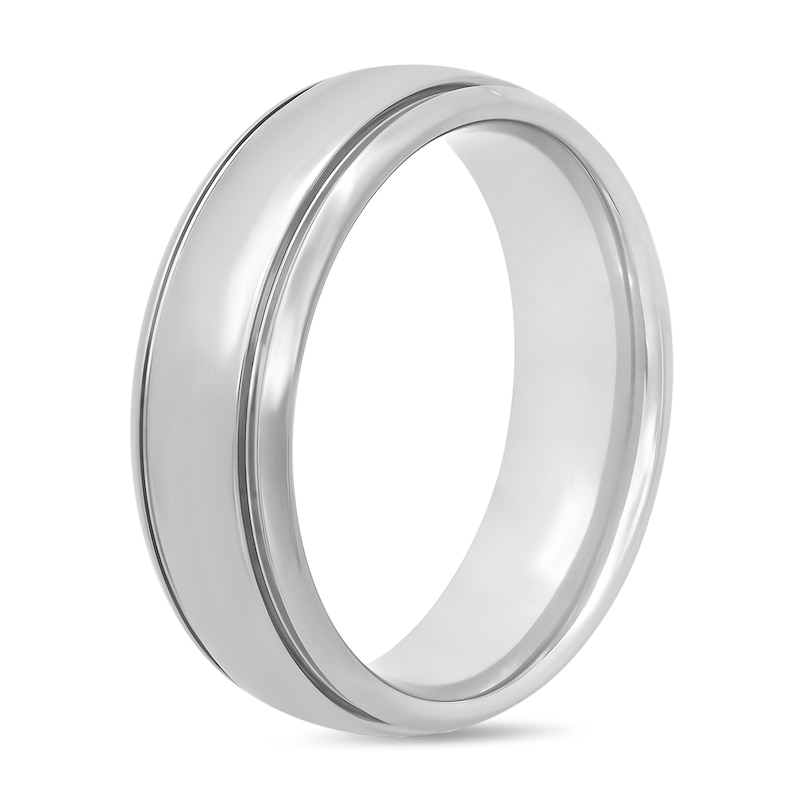Main Image 2 of Titanium Domed Double Groove Band