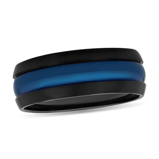 Black and Blue Ion Plated Brushed Band