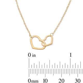 10K Gold Double Heart Pendant Made in Italy - 18"