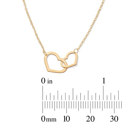 10K Gold Double Heart Pendant Made in Italy - 18"