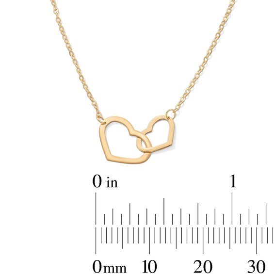 10K Gold Double Heart Pendant Made in Italy - 18"