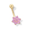 Thumbnail Image 1 of 10K Gold Pink CZ Flower Belly Ring - 14G 9/16"