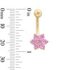 Thumbnail Image 2 of 10K Gold Pink CZ Flower Belly Ring - 14G 9/16"