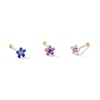 Thumbnail Image 1 of 14K Solid Gold Crystal Multi-Color Flower Nose Stud Set - 22G