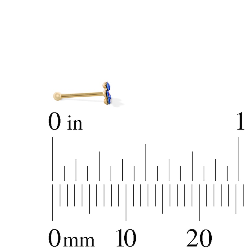 Main Image 2 of 14K Solid Gold Crystal Multi-Color Flower Nose Stud Set - 22G
