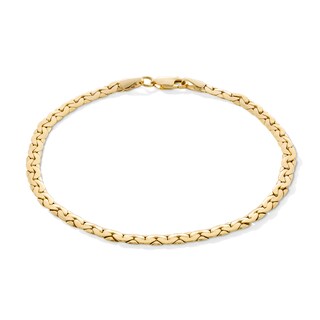 10K Semi-Solid Gold Thick Herringbone Chain Bracelet - 8"