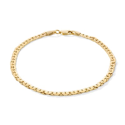 10K Semi-Solid Gold Thick Herringbone Chain Bracelet - 8"