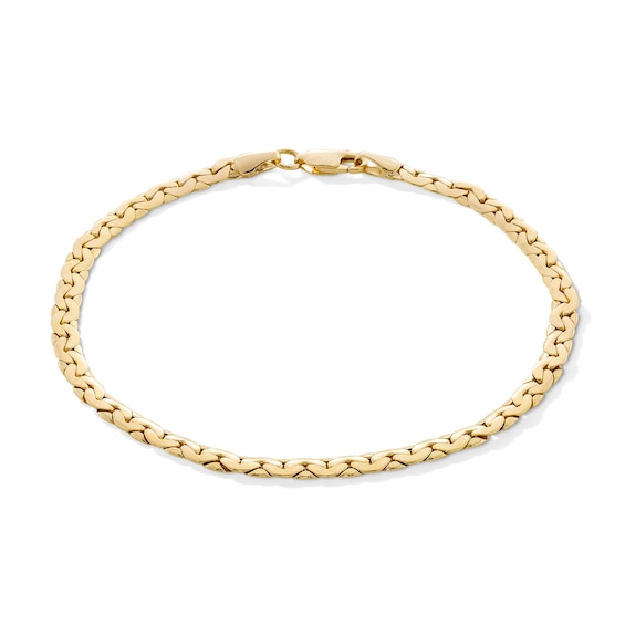 10K Semi-Solid Gold Thick Herringbone Chain Bracelet - 8"