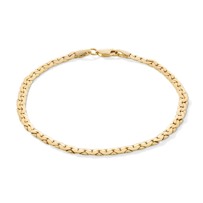 10K Semi-Solid Gold Thick Herringbone Chain Bracelet - 8"