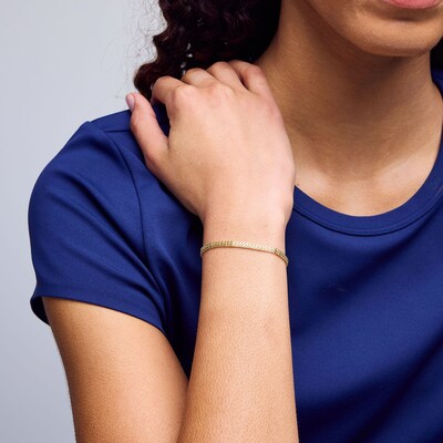 10K Semi-Solid Gold Bismark Chain Bracelet - 7"