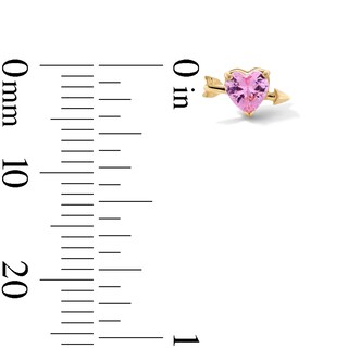 14K Gold Pink CZ Cupid Heart Stud - 18G 5/16"