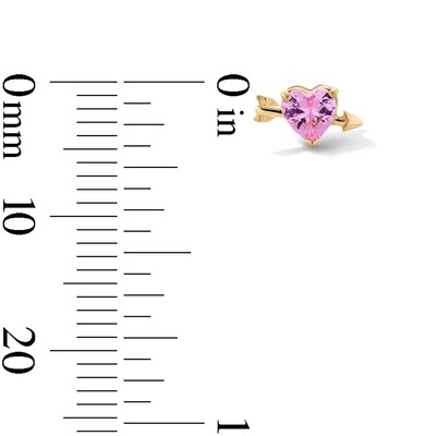 14K Gold Pink CZ Cupid Heart Stud - 18G 5/16"