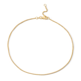 10K Hollow Gold Box Chain Anklet - 10"