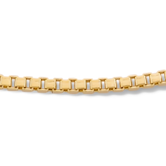 10K Hollow Gold Box Chain Anklet - 10"