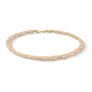 10K Gold CZ Marquise Mesh Bracelet - 7.5"