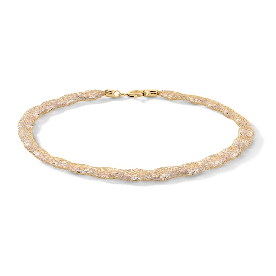 10K Gold CZ Marquise Mesh Bracelet - 7.5"
