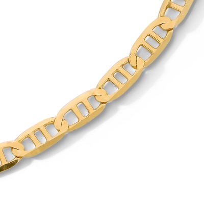 10K Solid Gold Double Bar Mariner Chain Anklet - 10"