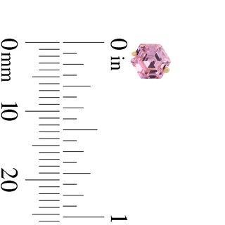 10K Gold CZ Pink Hexagon Studs