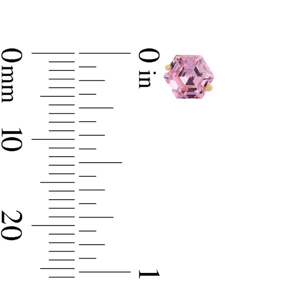 10K Gold CZ Pink Hexagon Studs