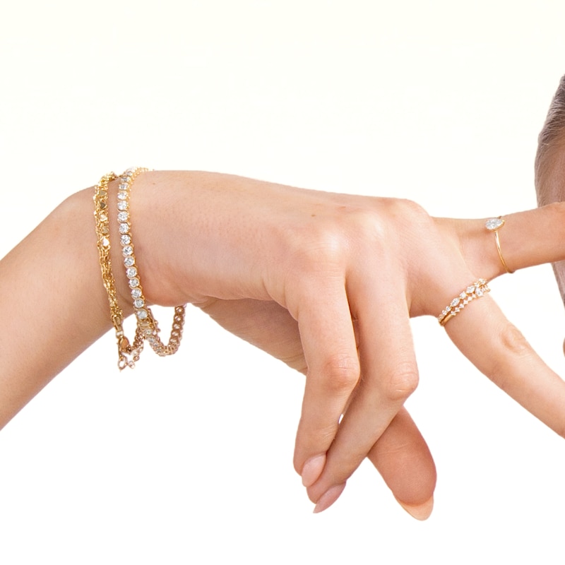 Main Image 3 of 10K Gold CZ Tapered Pear Ring - Size 7