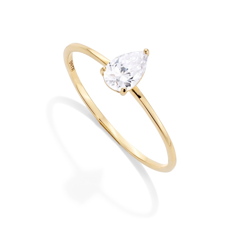 Main Image 4 of 10K Gold CZ Tapered Pear Ring - Size 7