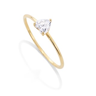 10K Gold CZ Tapered Heart Ring - Size 7