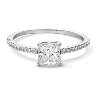 Sterling Silver CZ Princess-Cut Solitaire Ring - Size 7