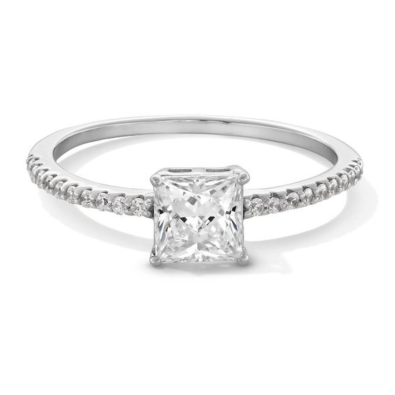 Sterling Silver CZ Princess-Cut Solitaire Ring - Size 7