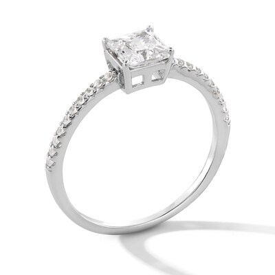 Sterling Silver CZ Princess-Cut Solitaire Ring - Size 7