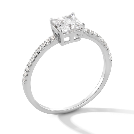 Sterling Silver CZ Princess-Cut Solitaire Ring - Size 7