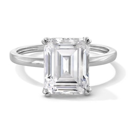 Sterling Silver CZ Emerald Cut Solitaire Ring - Size 7