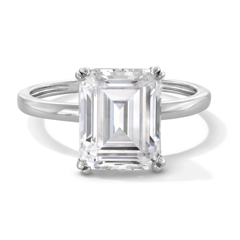Sterling Silver CZ Emerald Cut Solitaire Ring - Size 7