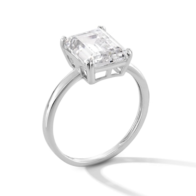 Sterling Silver CZ Emerald Cut Solitaire Ring - Size 7