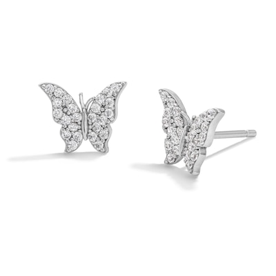 Sterling Silver CZ Butterfly Studs